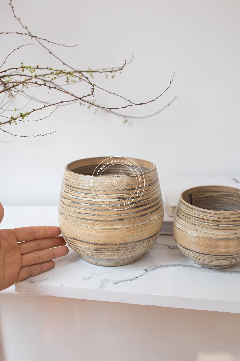 Bamboo Plant Pot, Bamboo handmade planter