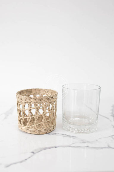 Set 2 Seagrass Glass Tumbler - TONKIN HANDICRAFT