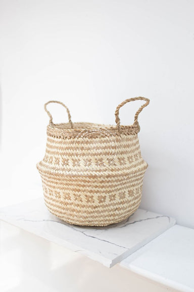 Floral Seagrass handmade basket - TONKIN HANDICRAFT