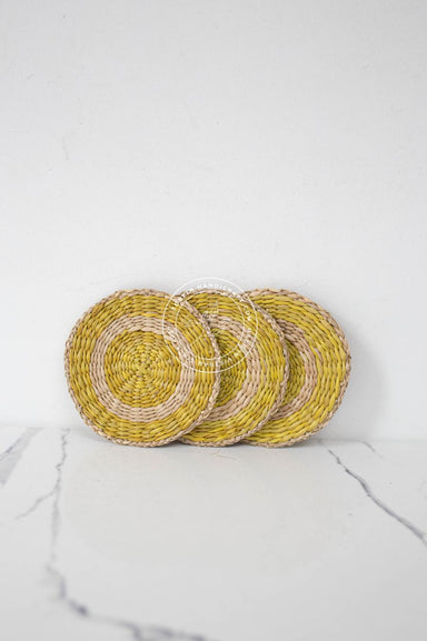 Set of 6 Yellow Coasters - TONKIN HANDICRAFT