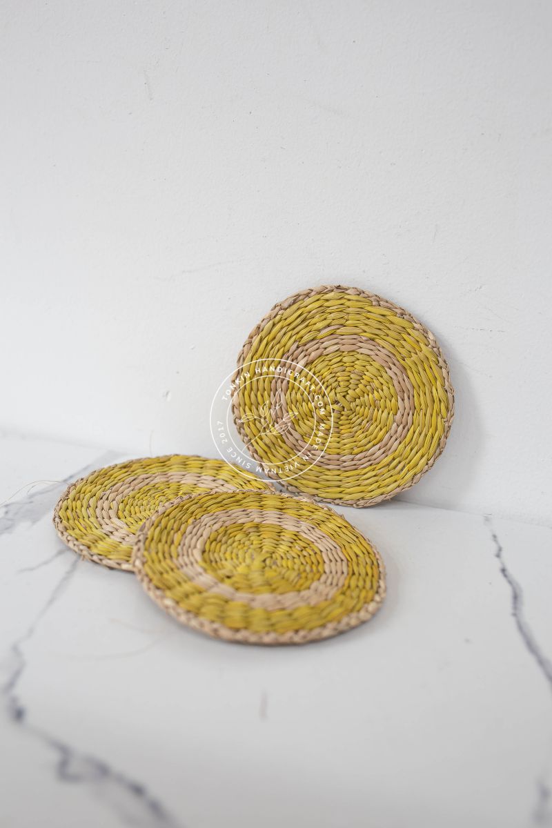 Set of 6 Yellow Coasters - TONKIN HANDICRAFT