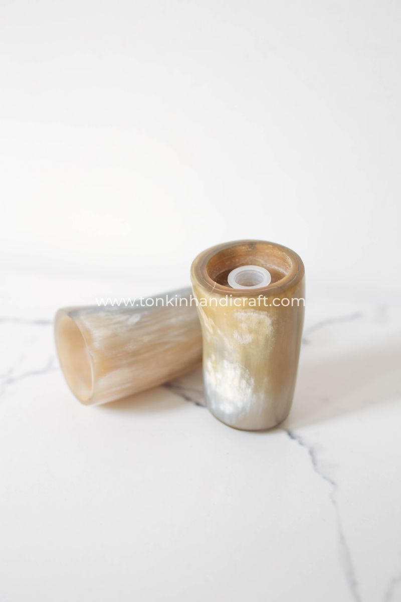 Brown Buffalo Horn Salt and Pepper Shakers Jars