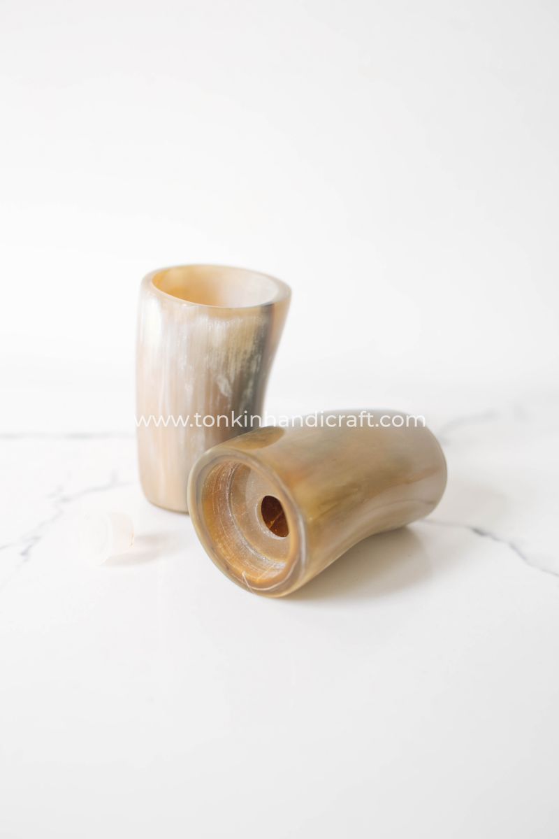 Brown Buffalo Horn Salt and Pepper Shakers Jars