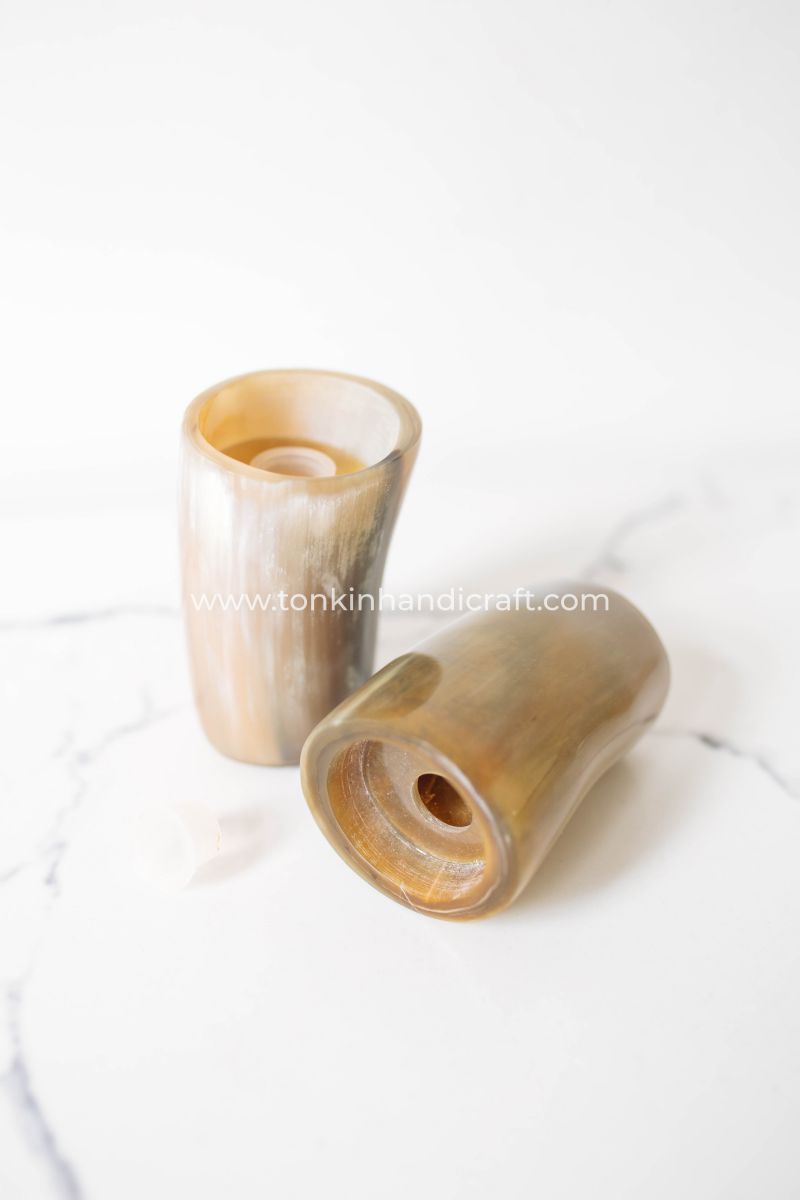 Brown Buffalo Horn Salt and Pepper Shakers Jars