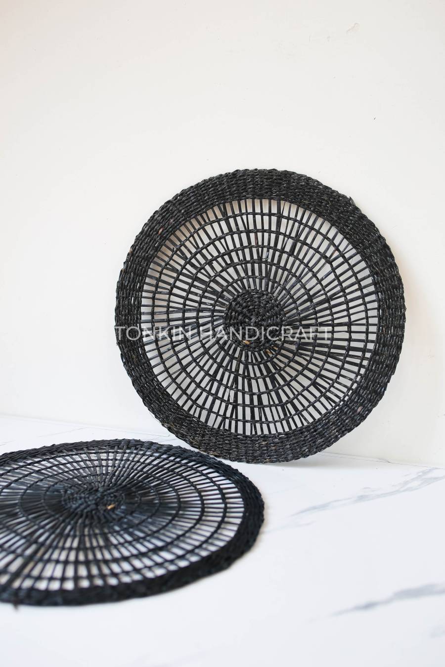 Black Seagrass Placemats Round Wicker Placemat