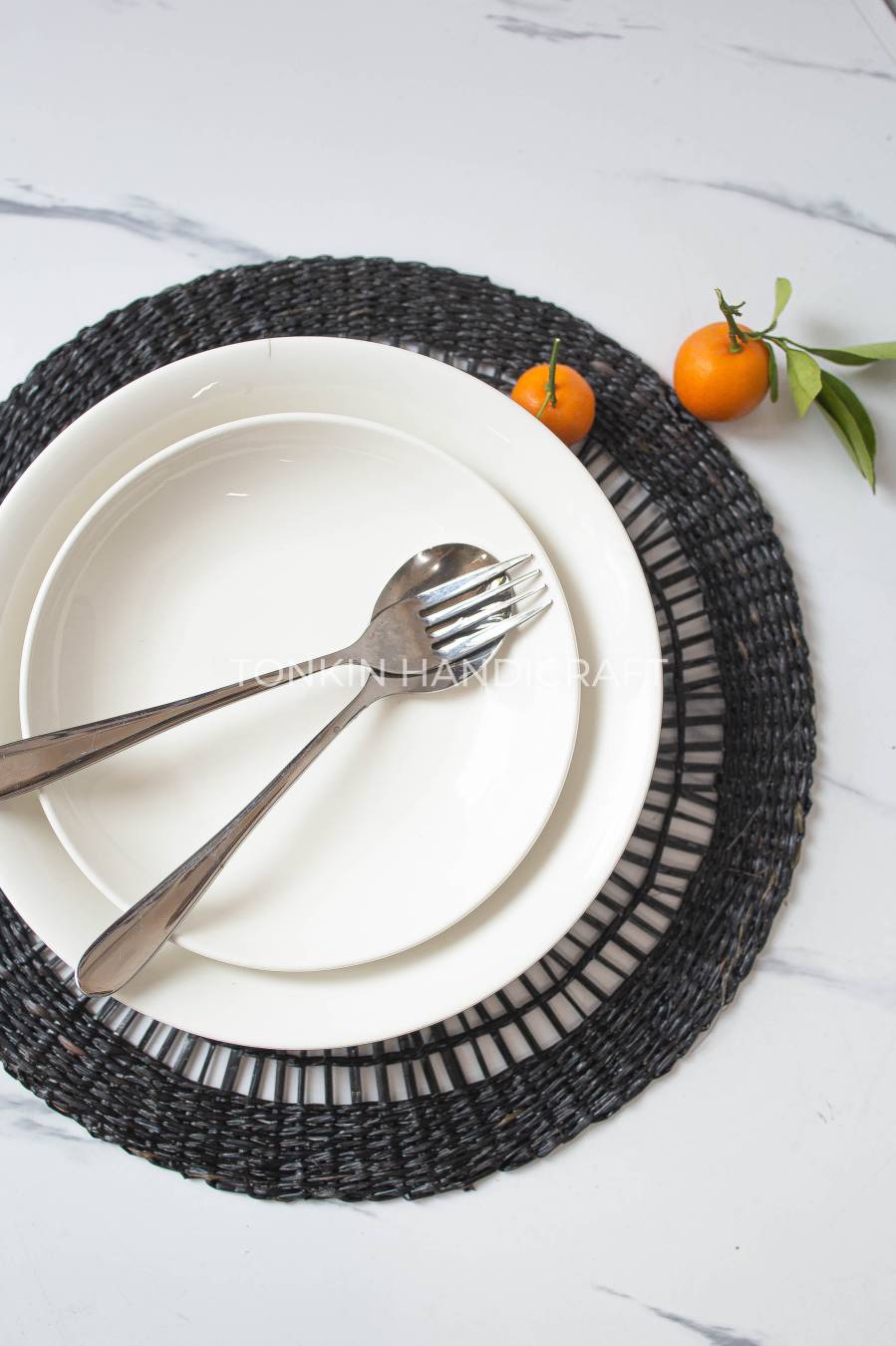 Black Seagrass Placemats Round Wicker Placemat