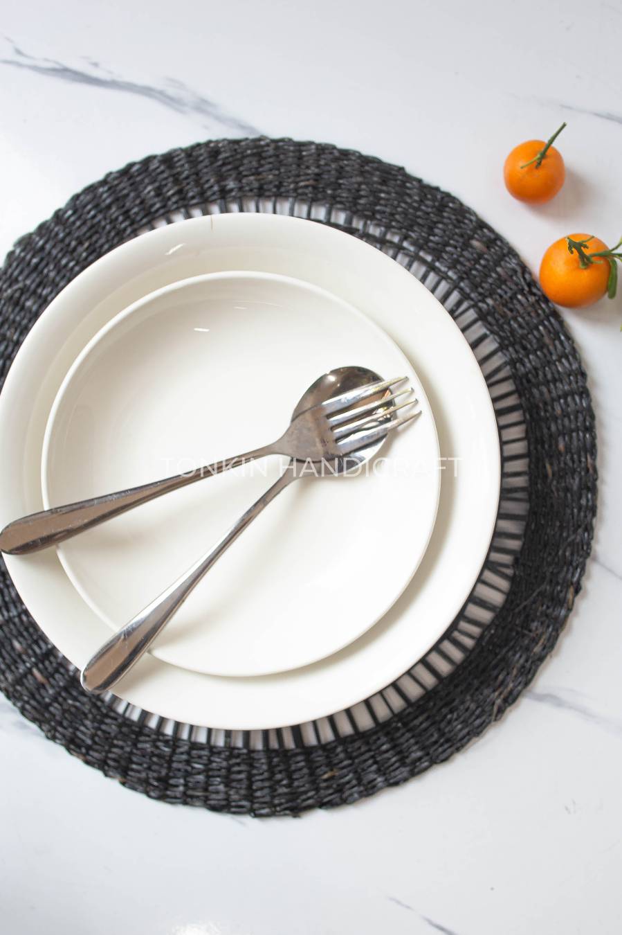 Black Seagrass Placemats Round Wicker Placemat