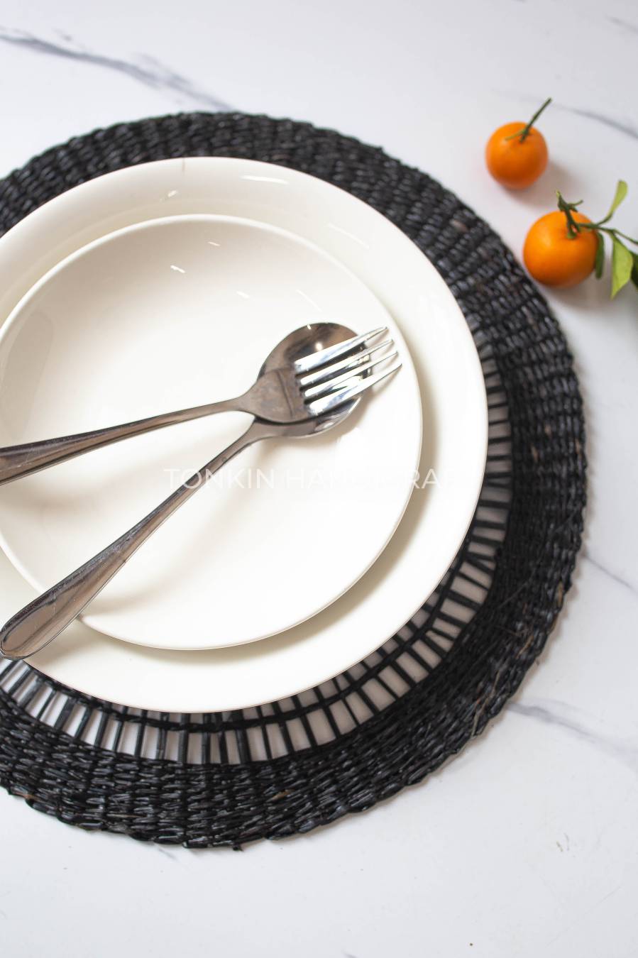 Black Seagrass Placemats Round Wicker Placemat