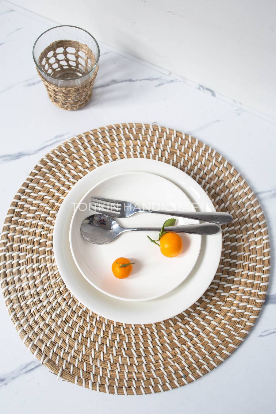 White Woven Placemat - TONKIN HANDICRAFT