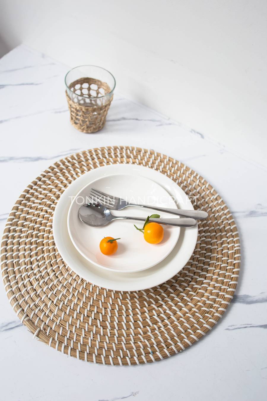 White Woven Placemat - TONKIN HANDICRAFT