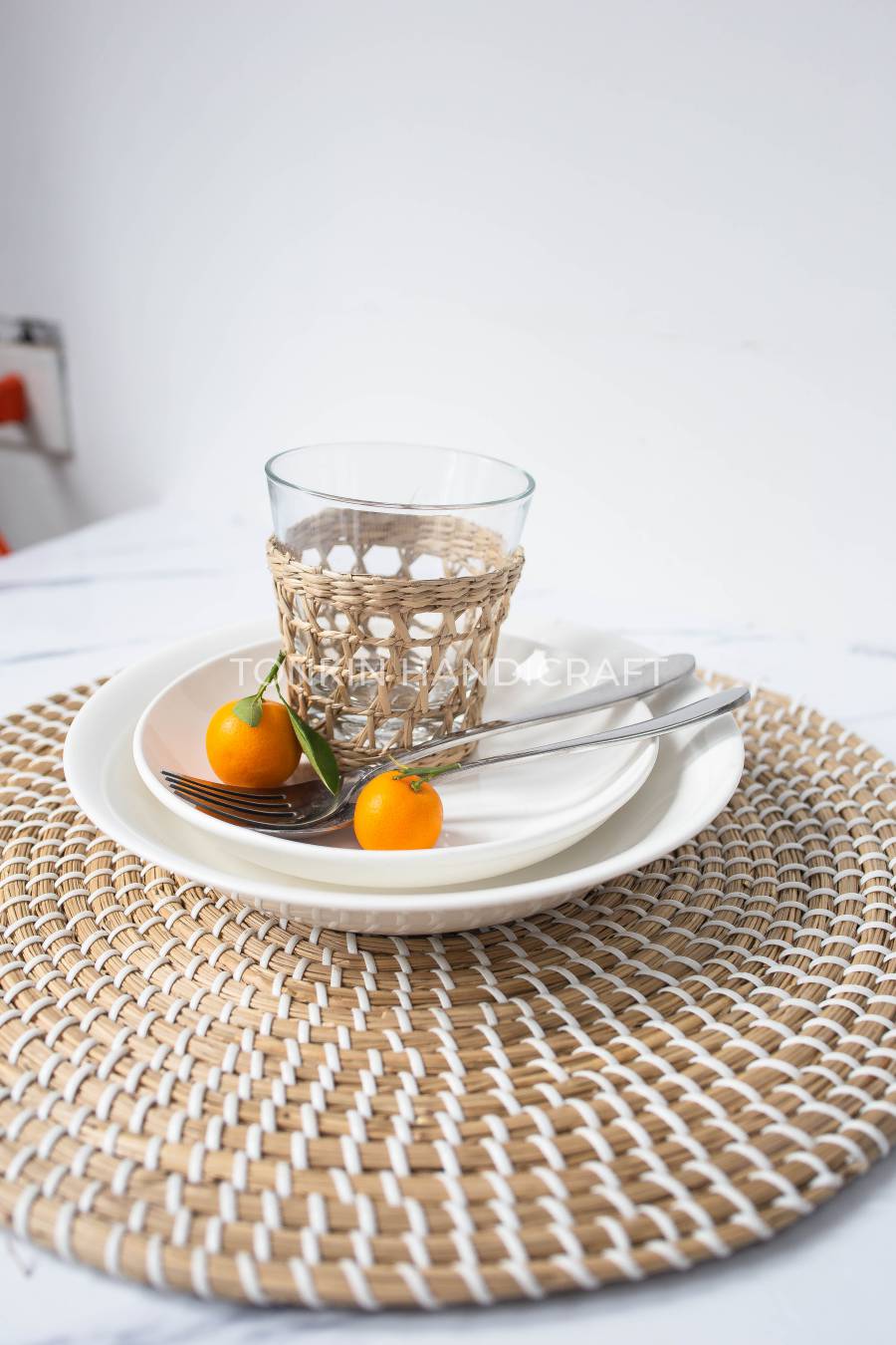 White Woven Placemat - TONKIN HANDICRAFT