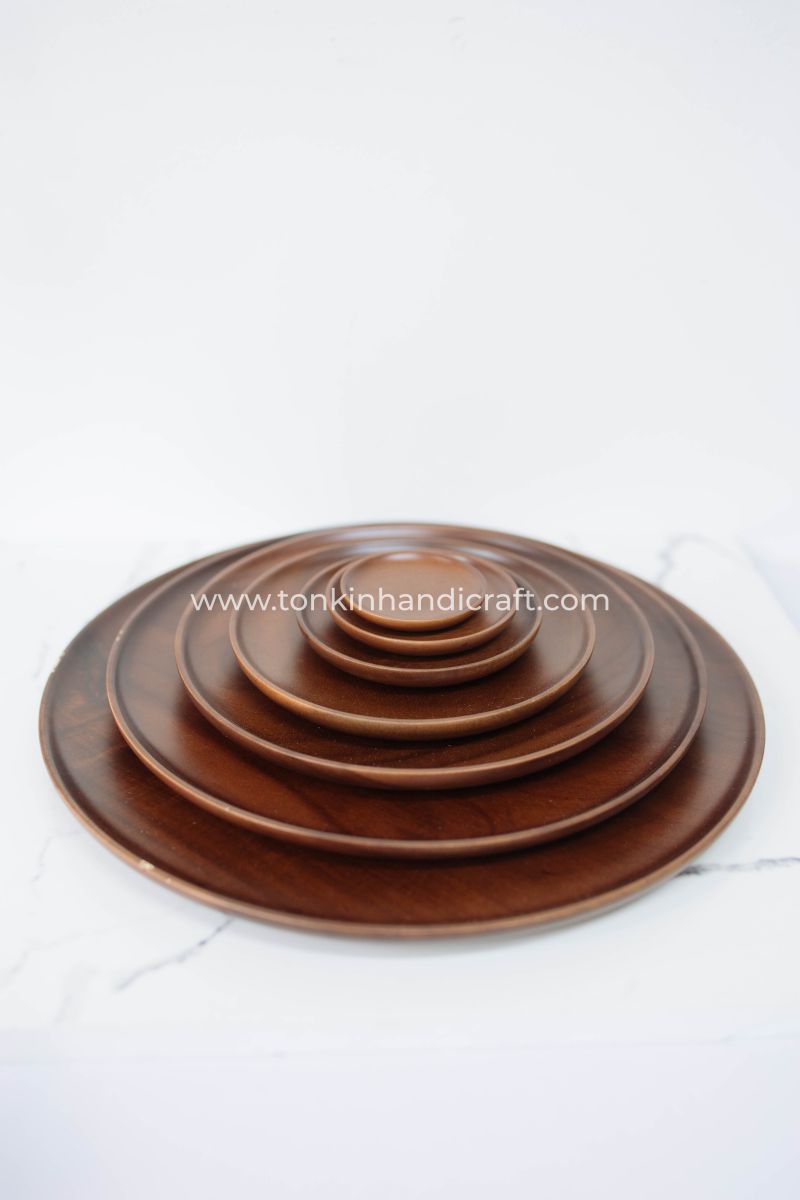 Round Wooden Plate for mom | Natural Wood Plate for Sushi - TONKIN HANDICRAFT