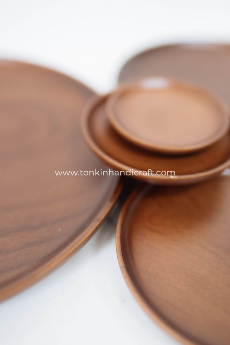 Round Wooden Plate for mom | Natural Wood Plate for Sushi - TONKIN HANDICRAFT