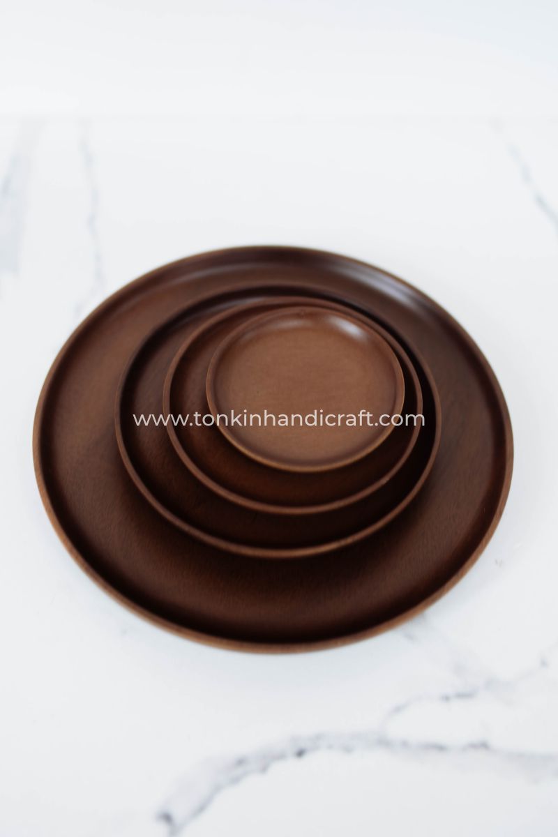 Round Wooden Plate for mom | Natural Wood Plate for Sushi - TONKIN HANDICRAFT