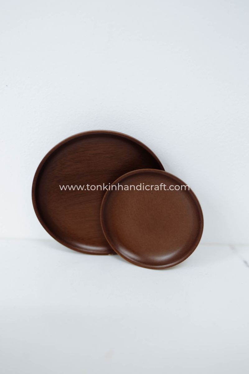 Round Wooden Plate for mom | Natural Wood Plate for Sushi - TONKIN HANDICRAFT