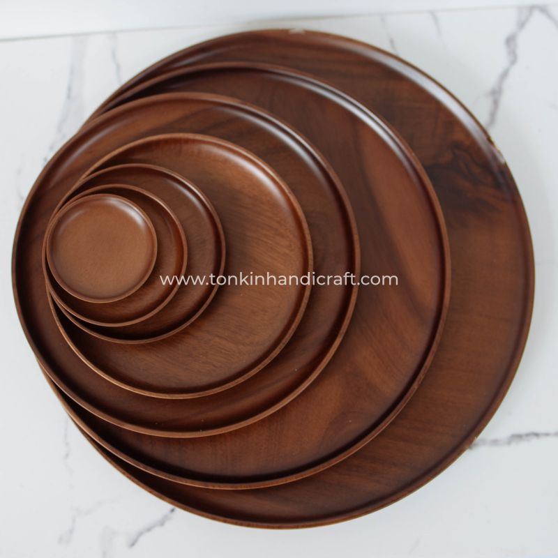 Round Wooden Plate for mom | Natural Wood Plate for Sushi - TONKIN HANDICRAFT