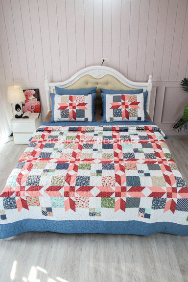 Bluen Quilt Set 85" x 85" with 2 Shams - TONKIN HANDICRAFT