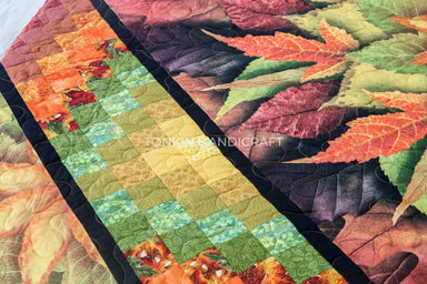 Autumn Leaves Quilt Set 85" x 85" with 2 Shams - TONKIN HANDICRAFT