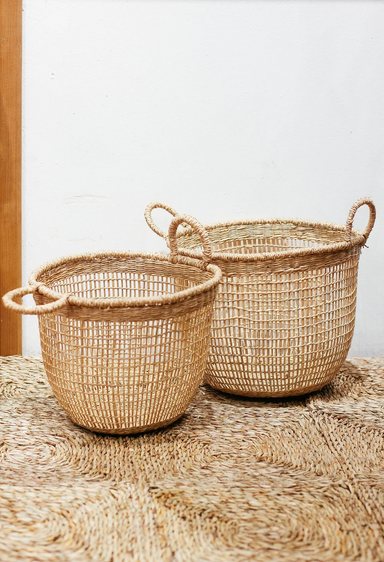 Set of 2 Floppy Seagrass Baskets - TONKIN HANDICRAFT