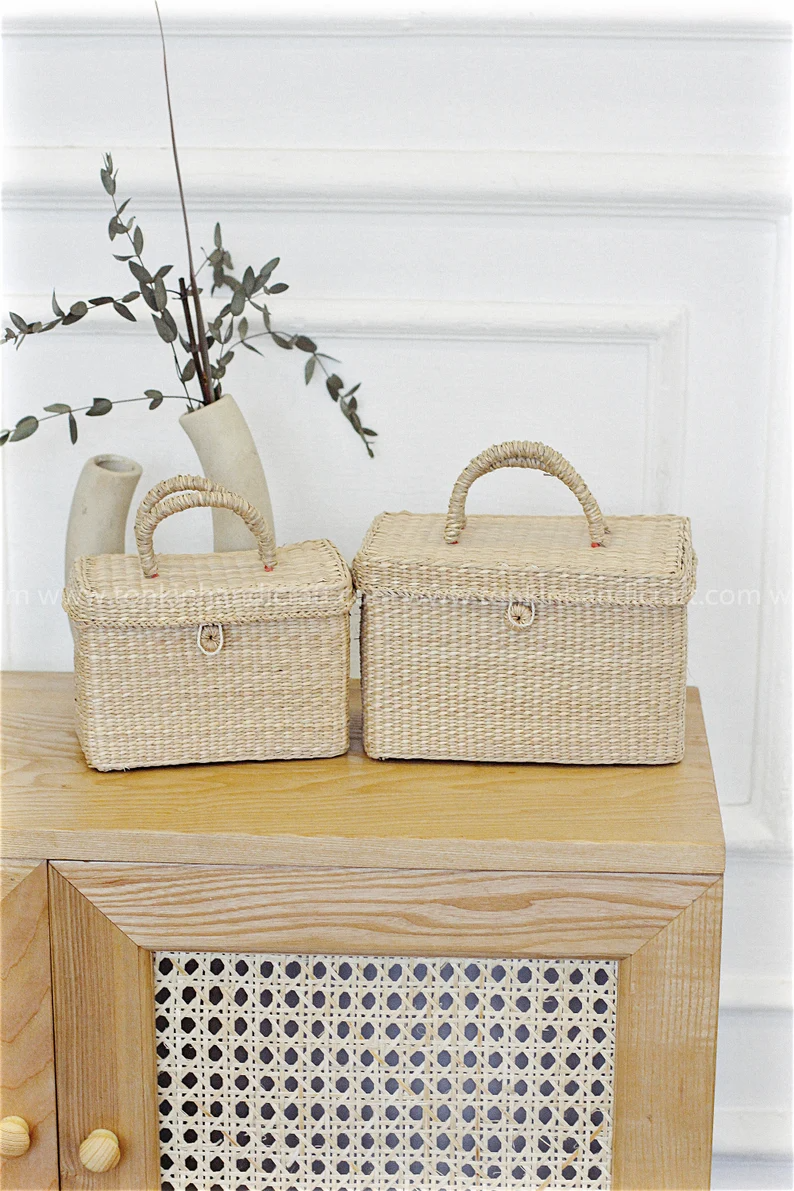 Set of 2 Baskets with handles - TONKIN HANDICRAFT