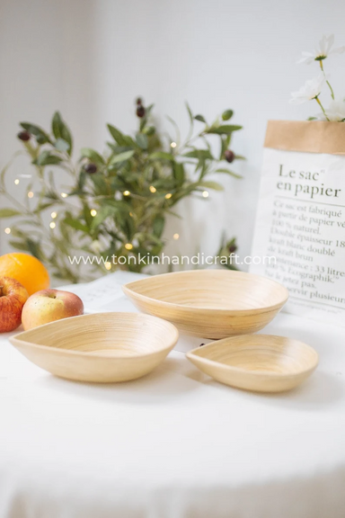 Set of 3 Bamboo Waterdrop Plate - TONKIN HANDICRAFT