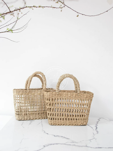 Bin Seagrass natural weave Baskets with handle for Baby - TONKIN HANDICRAFT