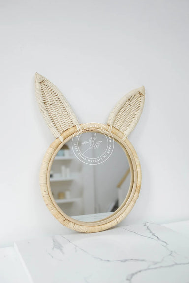 Rabbit Bunny Ears Wicker Rattan Mirror - TONKIN HANDICRAFT