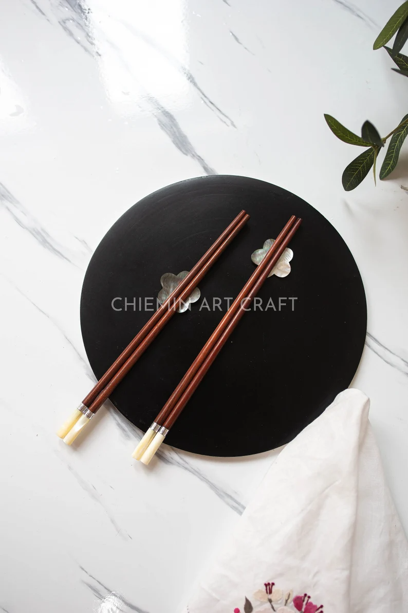 Personalized Rosewood Chopsticks with Mother of Pearl